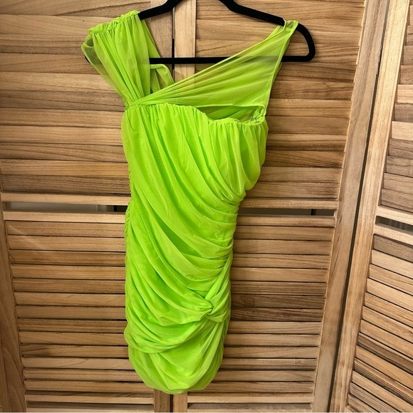 HOUSE of CB Neon Adrie Gathered Ruched Corset Mini Cut-out Dress size XS - Picture 6 of 9